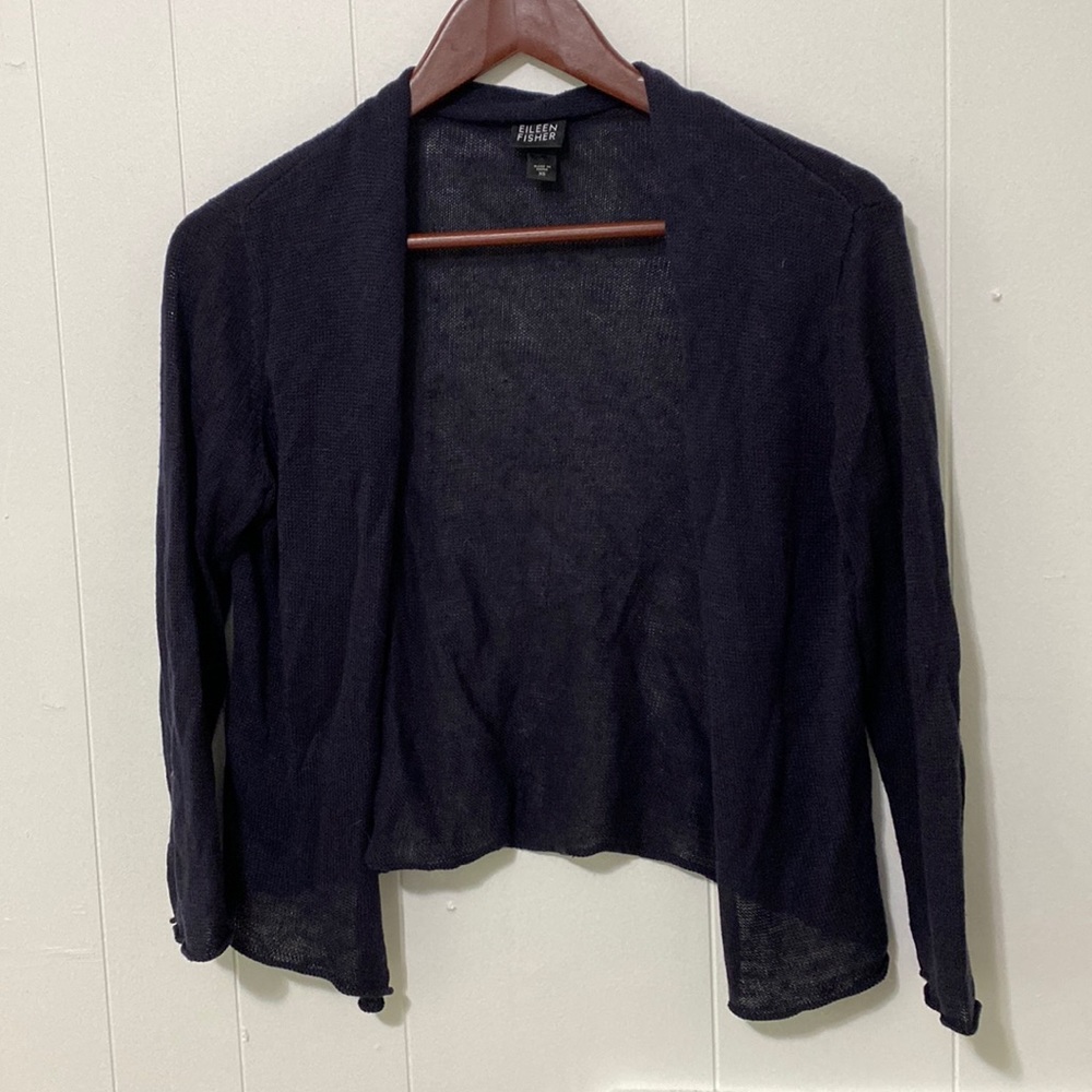 Eileen fisher XS linen cardigan navy blue
